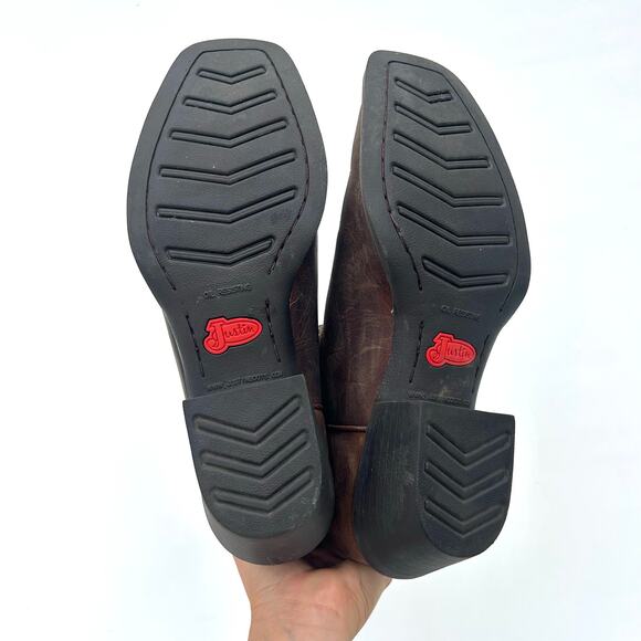 Justin Men’s Stampede Cowboy Boots Western Purple Leather Size 10 EE Extra Wide - Picture 9 of 10